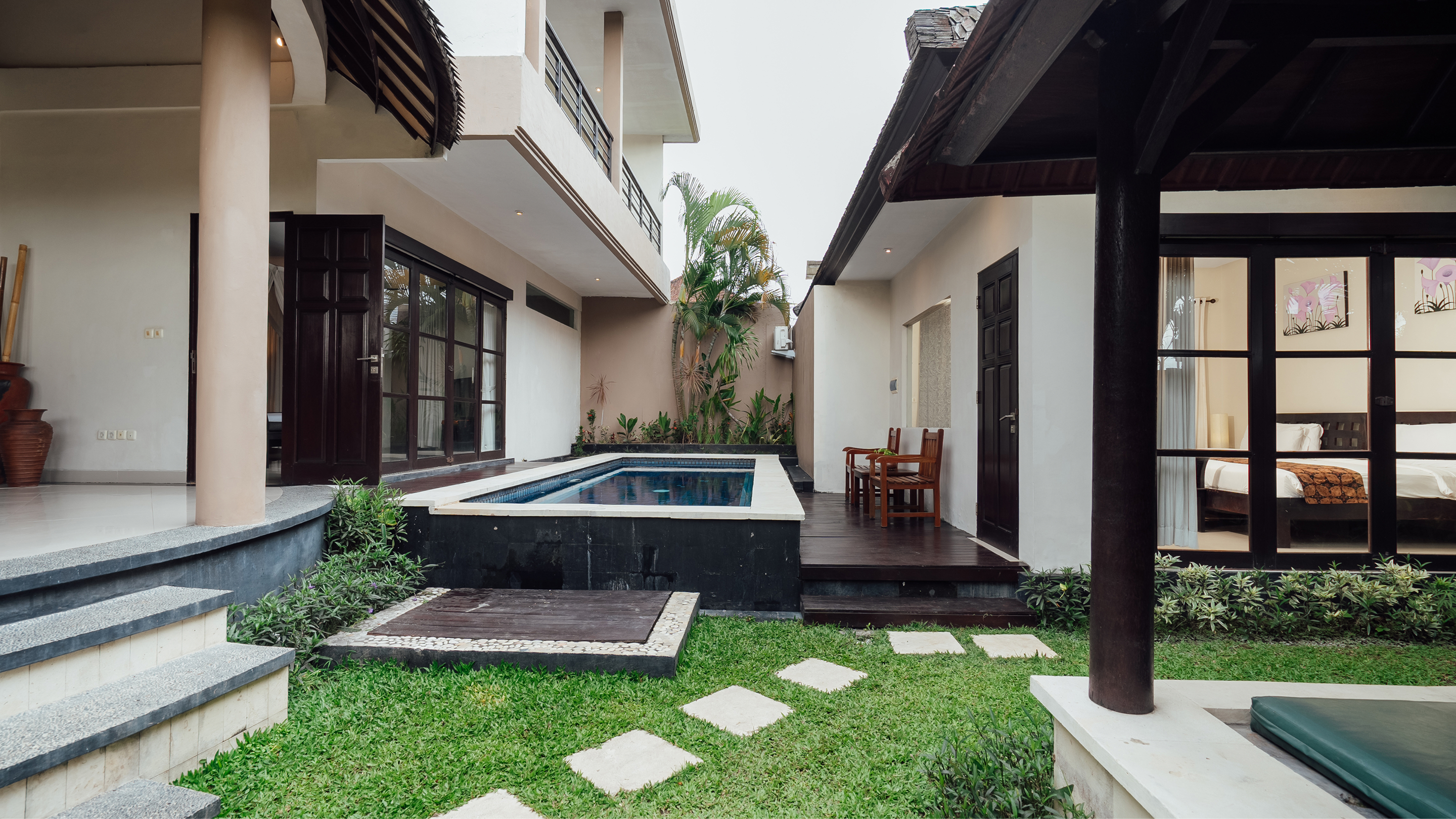 Private pool villa exterior with tropical garden, The Bidadari Villas & Spa, Bali