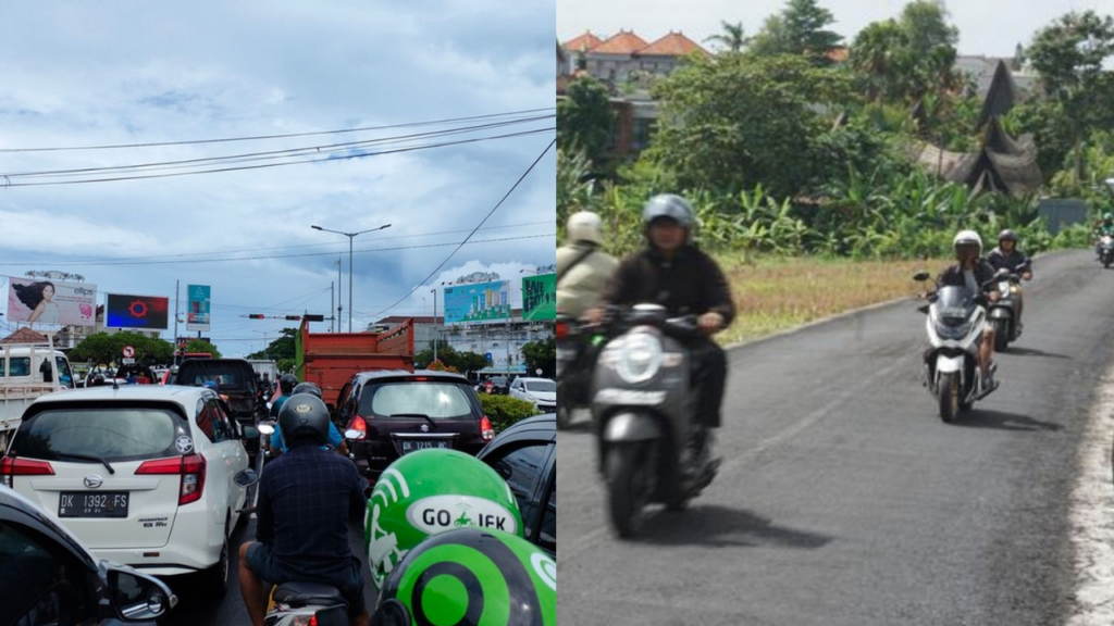 Bali traffic and scooter travel near Seminyak and Umalas