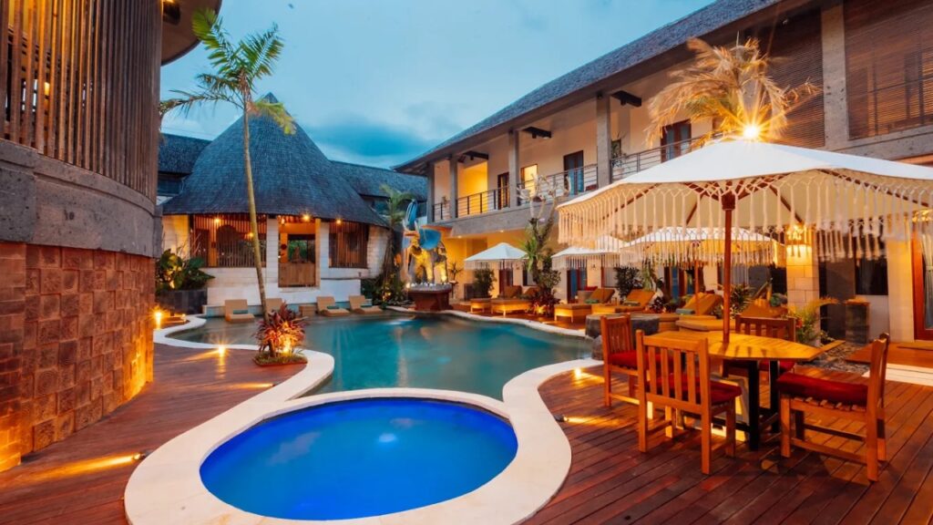 The Bidadari Villas & Spa pool area in Umalas Bali